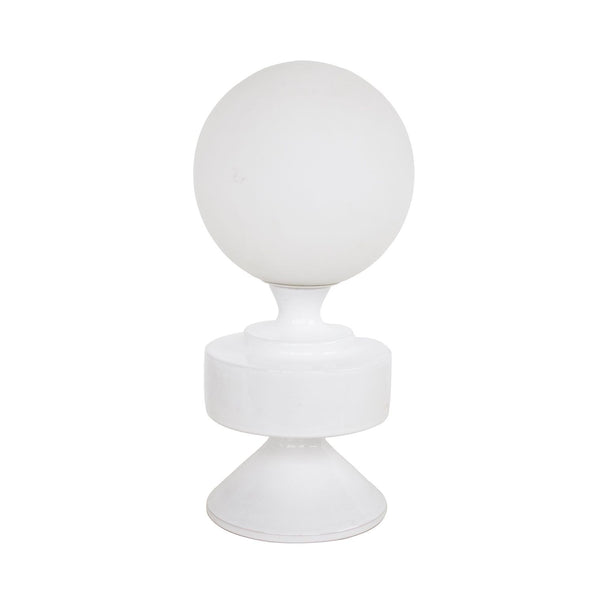 Italian Globe Table or Desk Lamp in White Ceramic and Glass