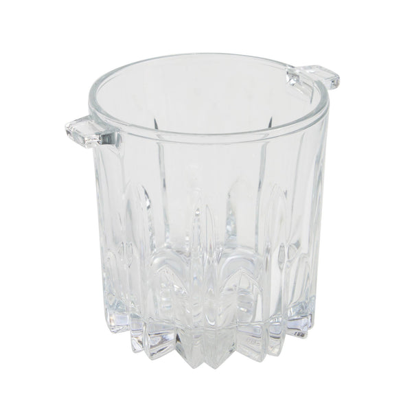 Small 5" Dia Vintage Crystal Cut Glass Handled Ice Bucket Icebucket Made in Italy