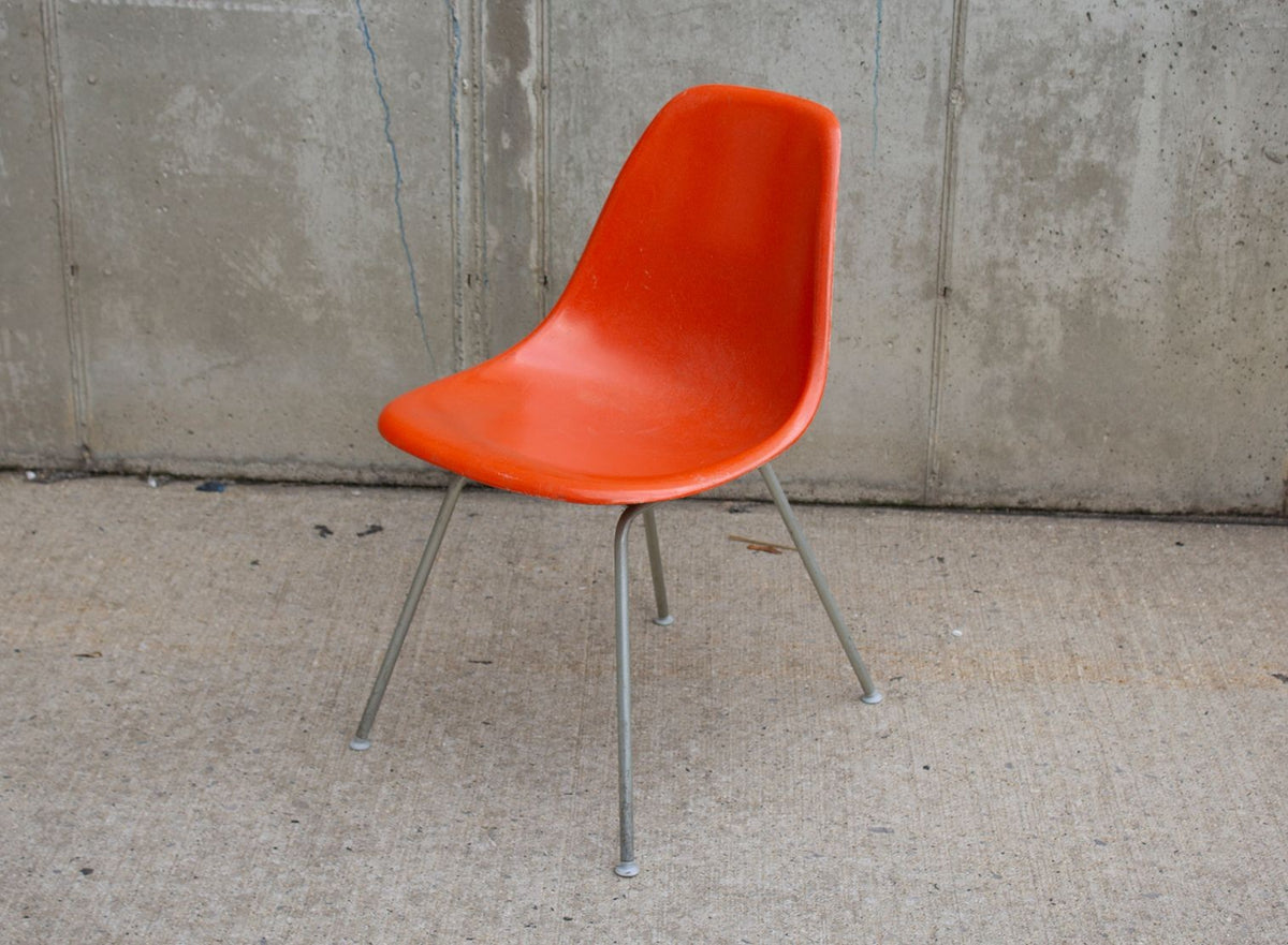 Herman Miller Eames Fiberglass Side Shell Chair in Red Orange