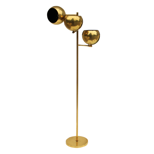 Koch + Lowy Adjustable Three Globe Polished Brass Floor Lamp