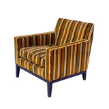 Tufted Armchair by Edward Wormley for Dunbar in Original Velvet Stripe with Mahogany Base
