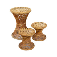Trio of Hourglass Wicker Ottomans