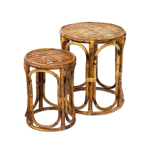 Pair of Rattan Ottomans or Stools