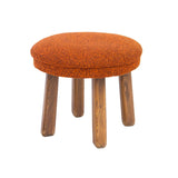 Handmade Solid Oak Stool with Burnt Orange Upholstery