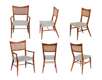 Paul McCobb for Calvin Walnut Dining Chairs with Caned Backs Directional , S/6