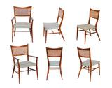 Paul McCobb for Calvin Walnut Dining Chairs with Caned Backs Directional , S/6