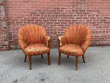 Petite Art Deco Channel Back Shell Chairs, pair
