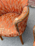 Petite Art Deco Channel Back Shell Chairs, pair