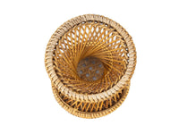 Trio of Hourglass Wicker Ottomans