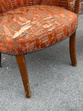 Petite Art Deco Channel Back Shell Chairs, pair