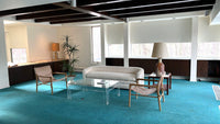 Custom Sofa on Casters in Cream Boucle #1