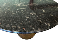 Round Granite Dining Table with Cylindrical Brass Base, 52"