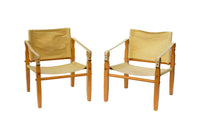 Mid-Century Modern Safari Chairs in Ochre Canvas by Gold Medal
