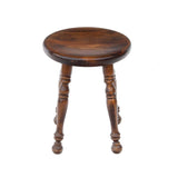 Dark Wooden Stool with Turned Legs