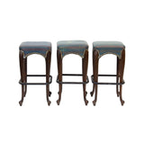 Vintage Cabriole Leg Bar Height Barstools, S/3