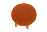 Handmade Solid Oak Stool with Burnt Orange Upholstery