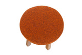 Handmade Solid Oak Stool with Burnt Orange Upholstery