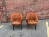 Petite Art Deco Channel Back Shell Chairs, pair