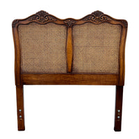 French Provincial Style Twin Headboards in Walnut and Caning attr. Henredon, pair