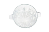 Small 5" Dia Vintage Crystal Cut Glass Handled Ice Bucket Icebucket Made in Italy