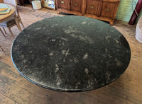 Round Granite Dining Table with Cylindrical Brass Base, 52"