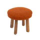 Handmade Solid Oak Stool with Burnt Orange Upholstery