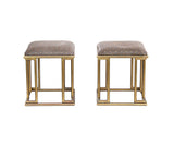 Square Brass Faux Bamboo Ottomans, pair