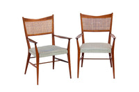 Paul McCobb for Calvin Walnut Dining Chairs with Caned Backs Directional , S/6