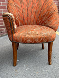 Petite Art Deco Channel Back Shell Chairs, pair