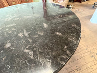 Round Granite Dining Table with Cylindrical Brass Base, 52"