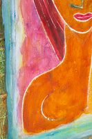 Folk Art Figure by Mr. Eddie with Bamboo Frame