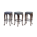 Vintage Cabriole Leg Bar Height Barstools, S/3