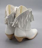 Vintage White Leather Fringe Western Cowgirl Cowboy Boots Size 6.5 by Natural Comfort