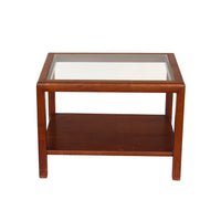Parsons End Table in Walnut with Glass Top, Henredon attr.
