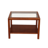 Parsons End Table in Walnut with Glass Top, Henredon attr.