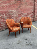 Petite Art Deco Channel Back Shell Chairs, pair