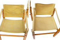 Mid-Century Modern Safari Chairs in Ochre Canvas by Gold Medal