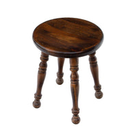 Dark Wooden Stool with Turned Legs