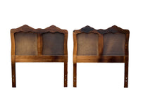 French Provincial Style Twin Headboards in Walnut and Caning attr. Henredon, pair