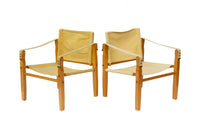 Mid-Century Modern Safari Chairs in Ochre Canvas by Gold Medal