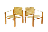 Mid-Century Modern Safari Chairs in Ochre Canvas by Gold Medal