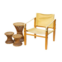 Trio of Hourglass Wicker Ottomans