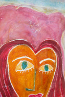 Folk Art Figure by Mr. Eddie with Bamboo Frame