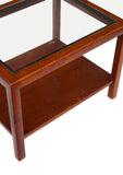 Parsons End Table in Walnut with Glass Top, Henredon attr.