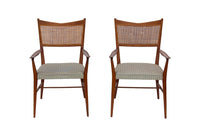 Paul McCobb for Calvin Walnut Dining Chairs with Caned Backs Directional , S/6