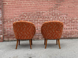 Petite Art Deco Channel Back Shell Chairs, pair