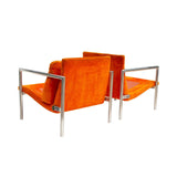 Pair of Aluminum Frame Lounge Chairs by Founders in the Manner of Harvey Probber