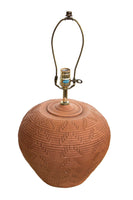 Textured Ceramic Table Lamps in Terracotta, Pair