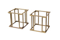 Square Brass Faux Bamboo Ottomans, pair