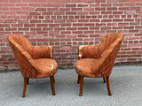 Petite Art Deco Channel Back Shell Chairs, pair